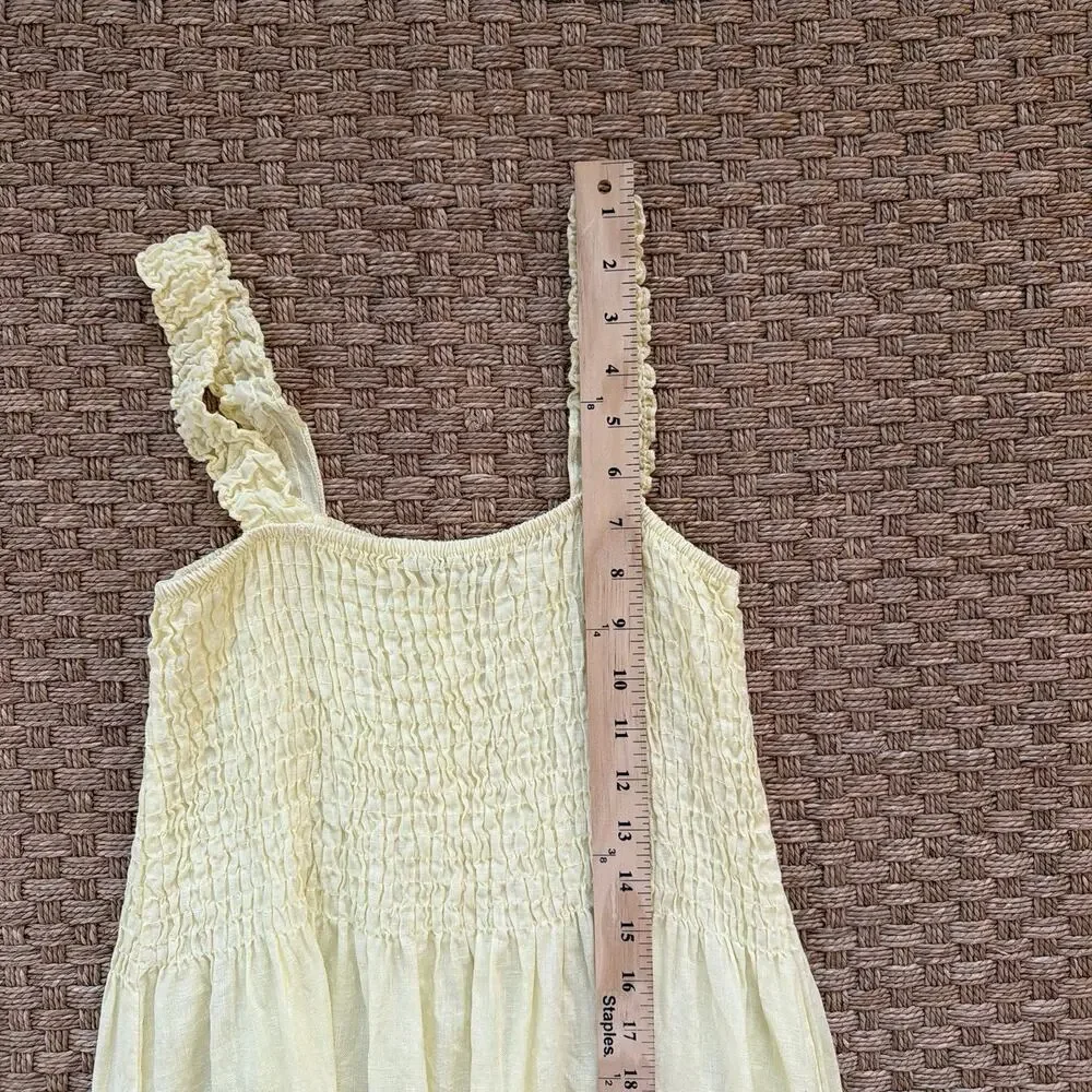 Laura Bianchi Women’s Yellow 100% Linen Sun Dress Made In Italy Size Large